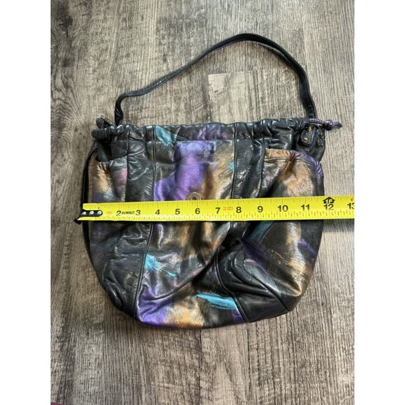 Vintage 1980s FANCY NANCY Painted Abstract Crossbody Purse Graffiti Artsy Black - Picture 6 of 12